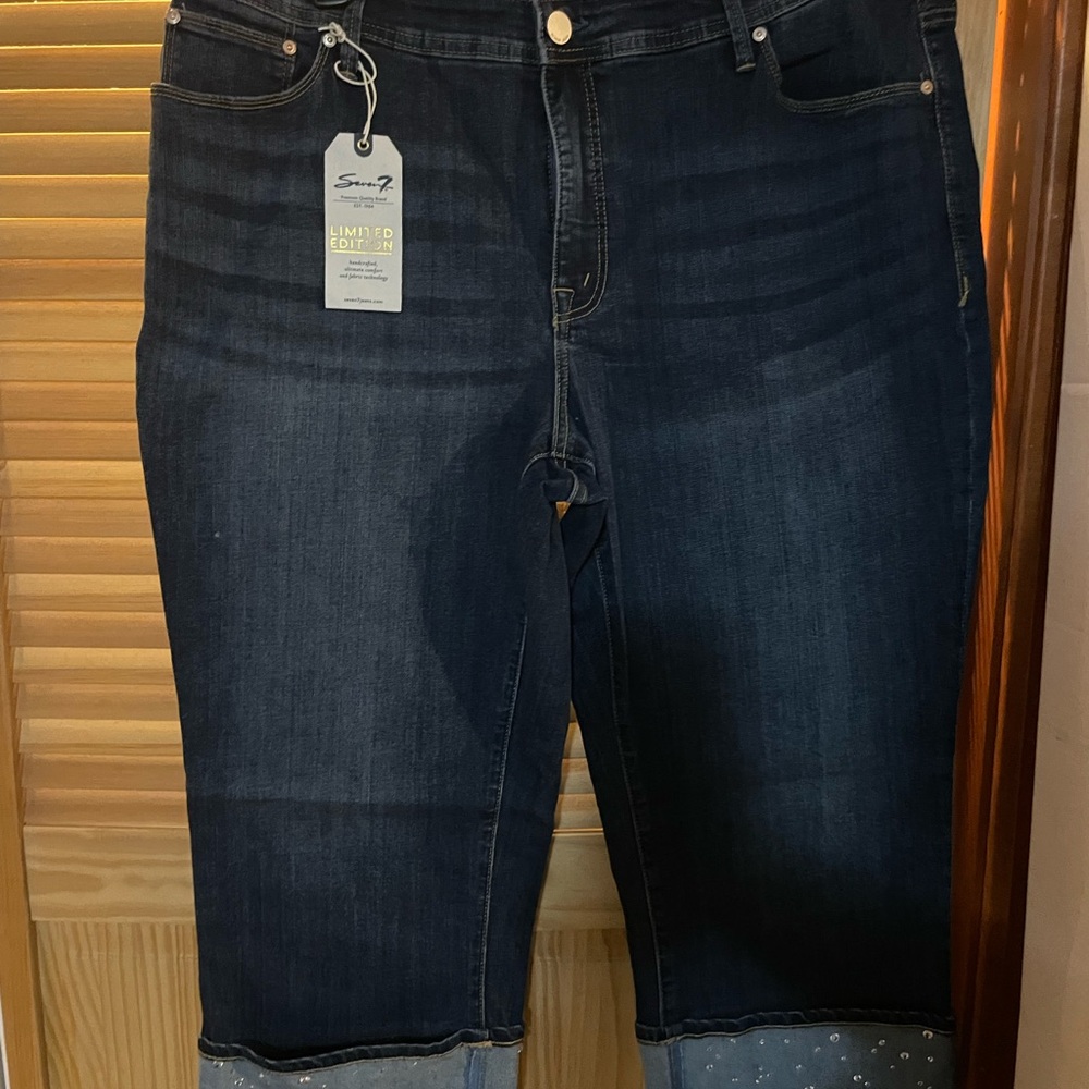 Seven7 Dark Wash Jeans with Embellished Cuffs